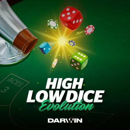 High Low Dice Evolution online game logo by Darwin Gaming on candylandcasino-germany.com