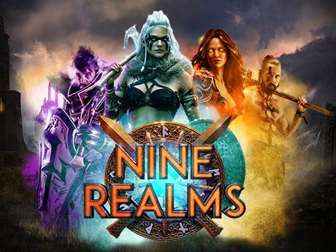 Nine Realms slot logo by Red Tiger Gaming at Candyland