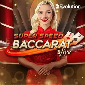 Super Speed Baccarat slot logo by Evolution at Candyland